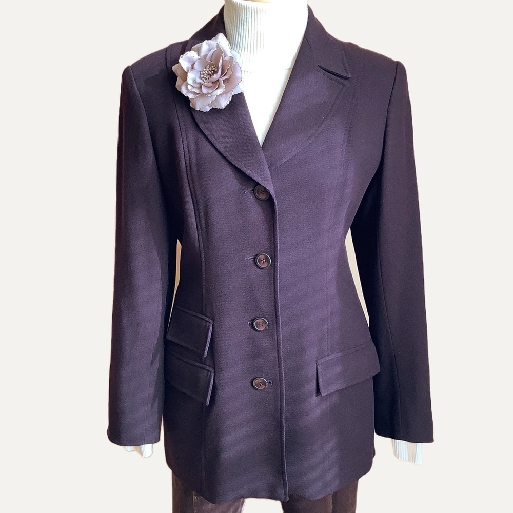 ROSS MAYER Maroon Wool Structured Hourglass Blazer Jacket Burgundy Size 8